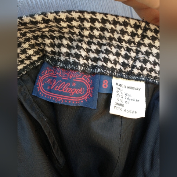 Vintage Houdstooth Midi A-Line Wool Blend Skirt - Picture 7 of 9